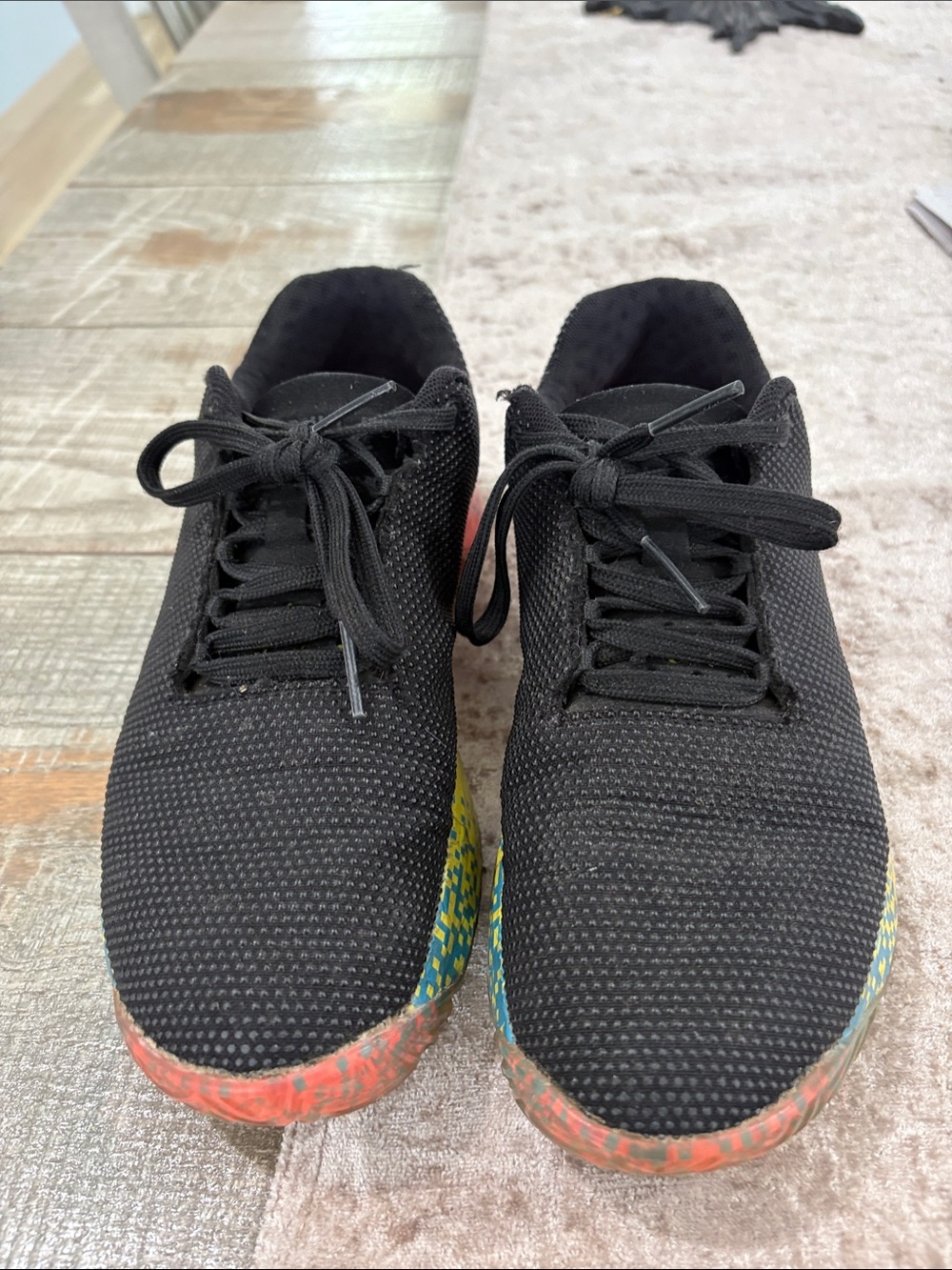 NOBULL Black Knit Athletic Shoes size 8 with Multicolor Speckled Soles